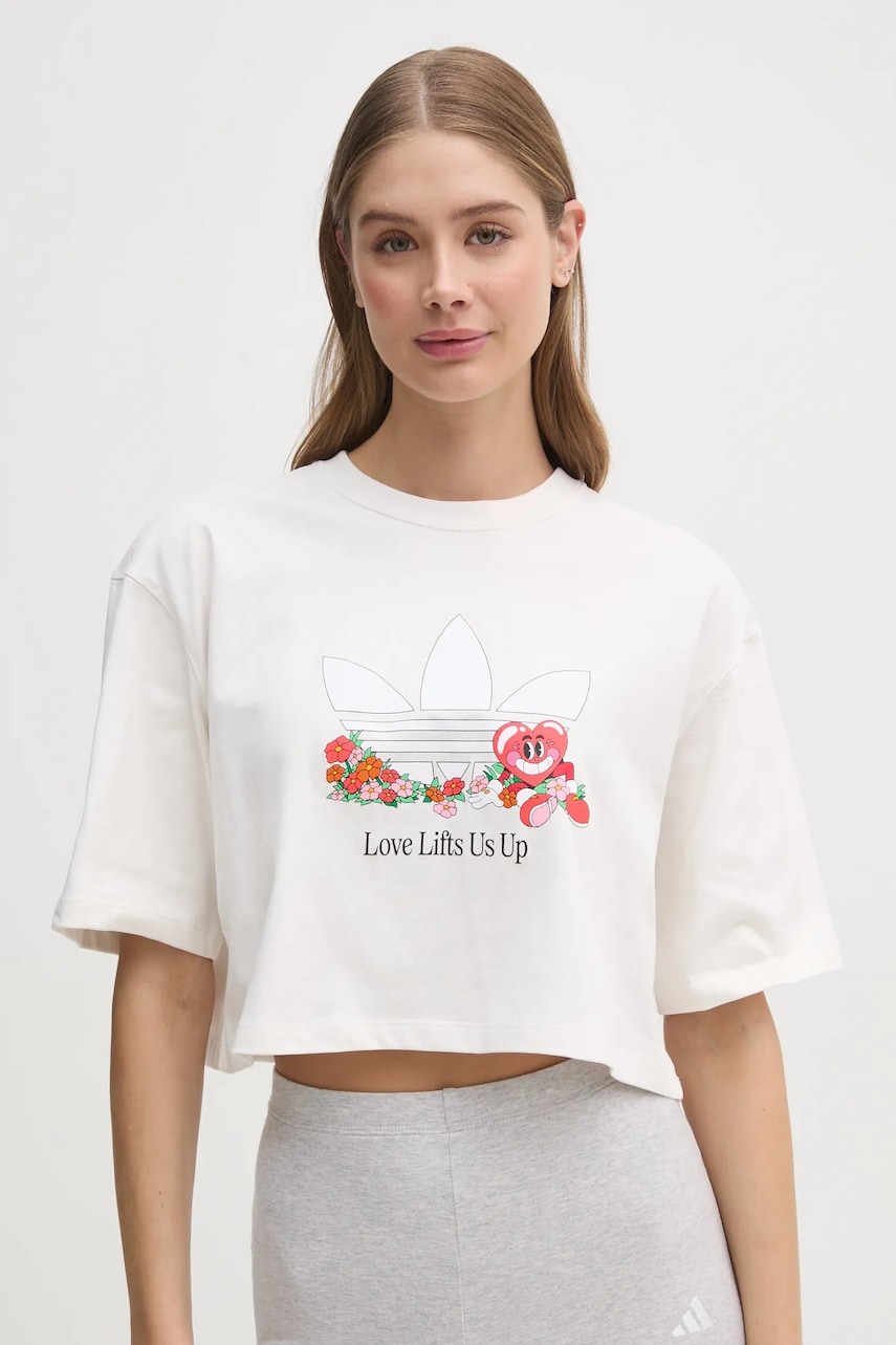 adidas Originals tricou Nelson femei, culoarea bej, JC8334 adidas Originals tricou Nelson femei, culoarea bej, JC8334