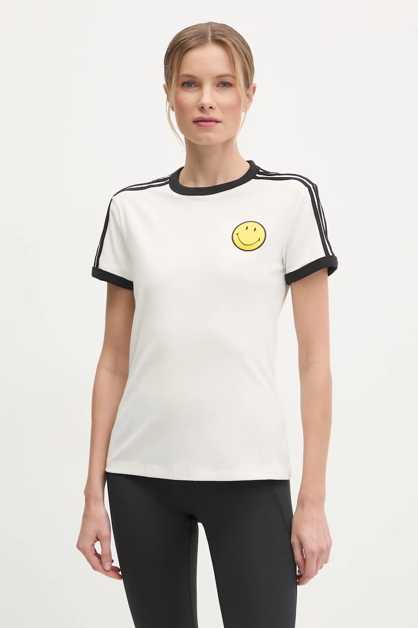 adidas Originals tricou X Smiley femei, culoarea bej, JD3591