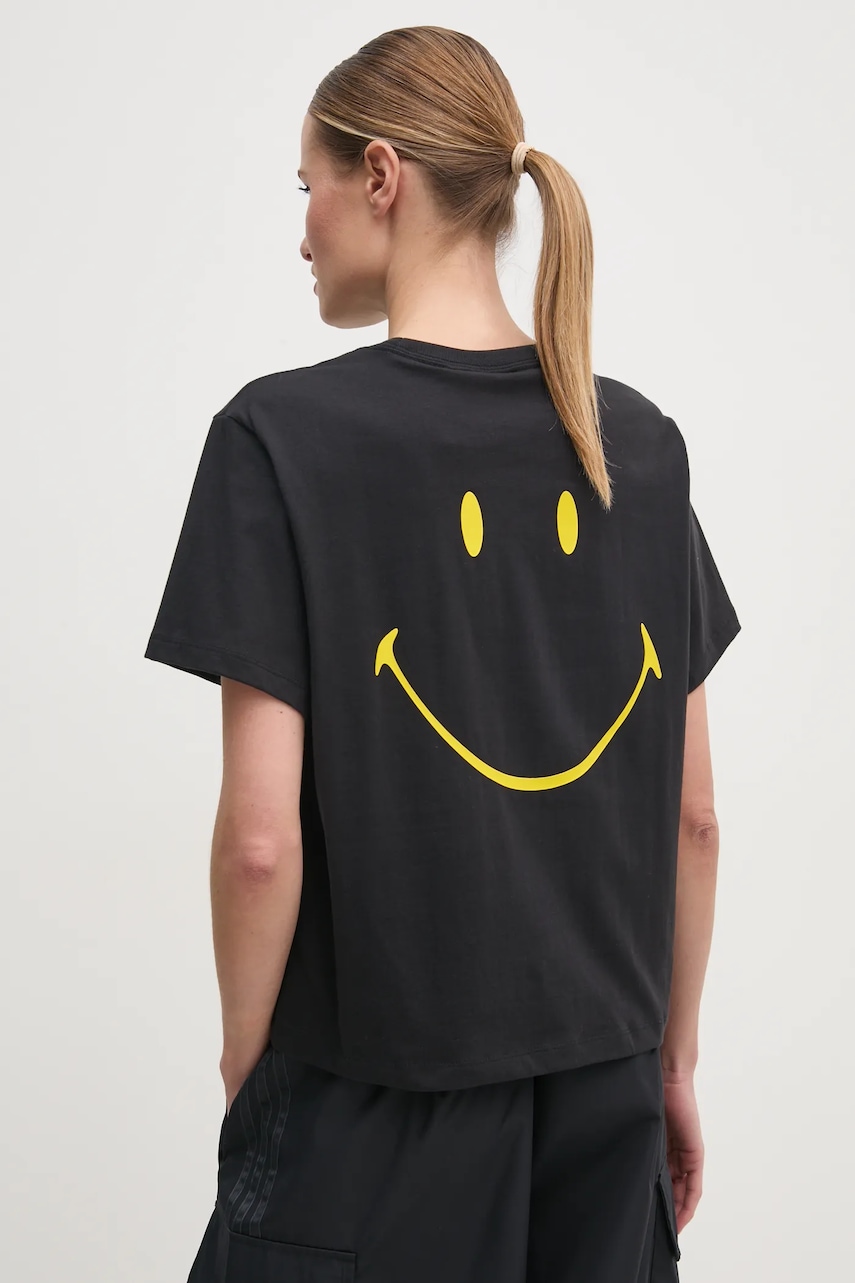 adidas Originals tricou din bumbac X Smiley femei, culoarea negru, JD2740 adidas Originals tricou din bumbac X Smiley femei, culoarea negru, JD2740