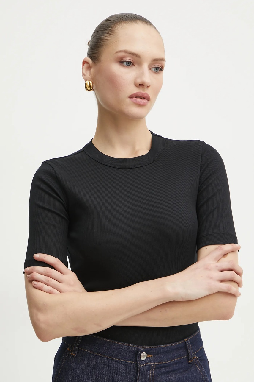 Βαμβακερό μπλουζάκι Ivy Oak γυναικείο, χρώμα: μαύρο, IO1100X2351 φωτογραφία