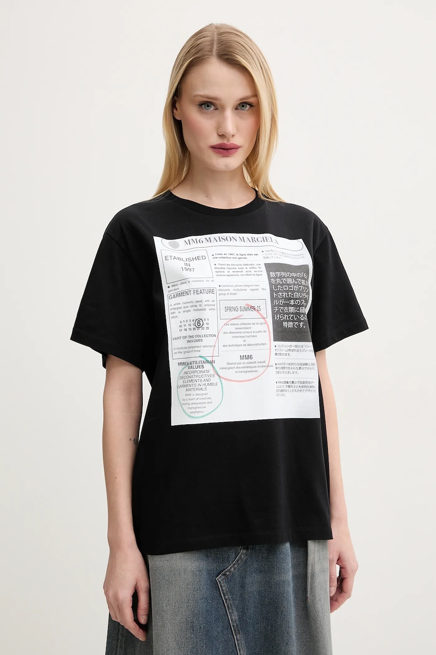 MM6 Maison Margiela tricou din bumbac femei, culoarea negru, S52GC0337.S24312 MM6 Maison Margiela tricou din bumbac femei, culoarea negru, S52GC0337.S24312