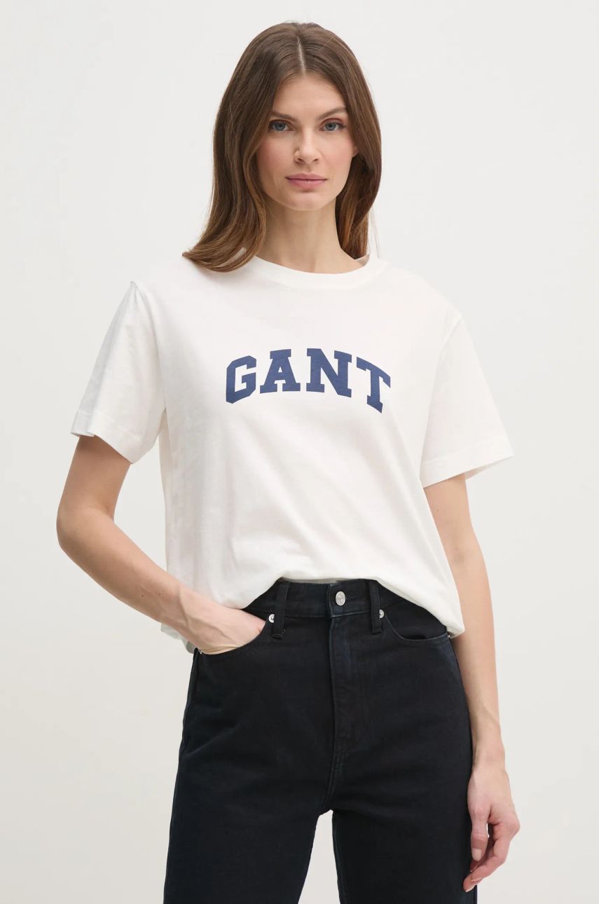 Gant tricou din bumbac femei, culoarea bej, 4200553