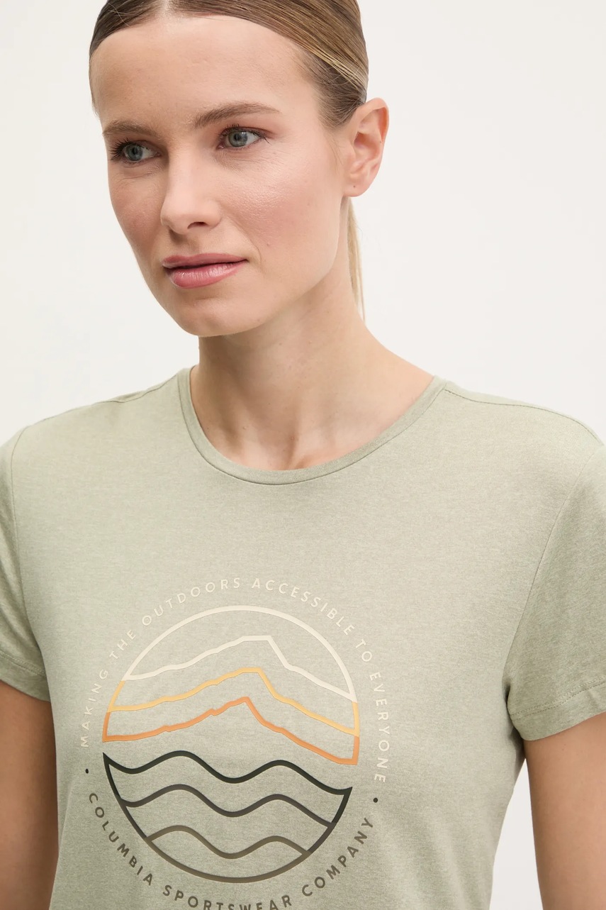 Αθλητικό μπλουζάκι Columbia Sloan Ridge χρώμα: πράσινο, 2077451 φωτογραφία