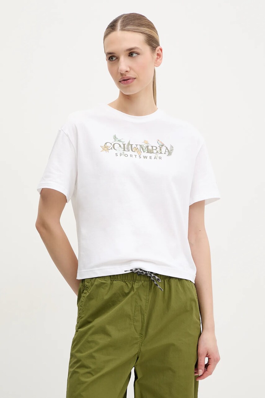 Columbia tricou din bumbac Rolling Bend femei, culoarea alb, 2119991
