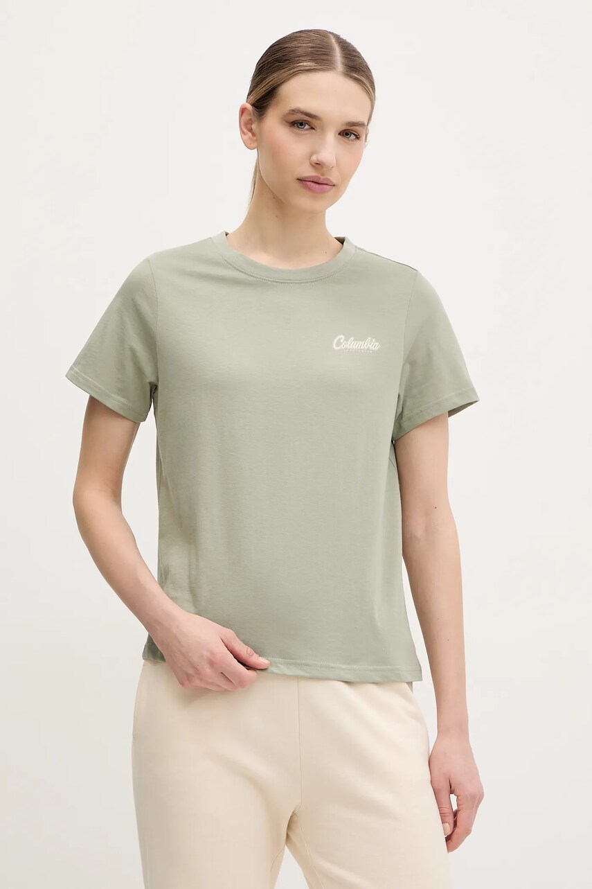 Columbia tricou din bumbac Rolling Bend femei, culoarea verde, 2120021