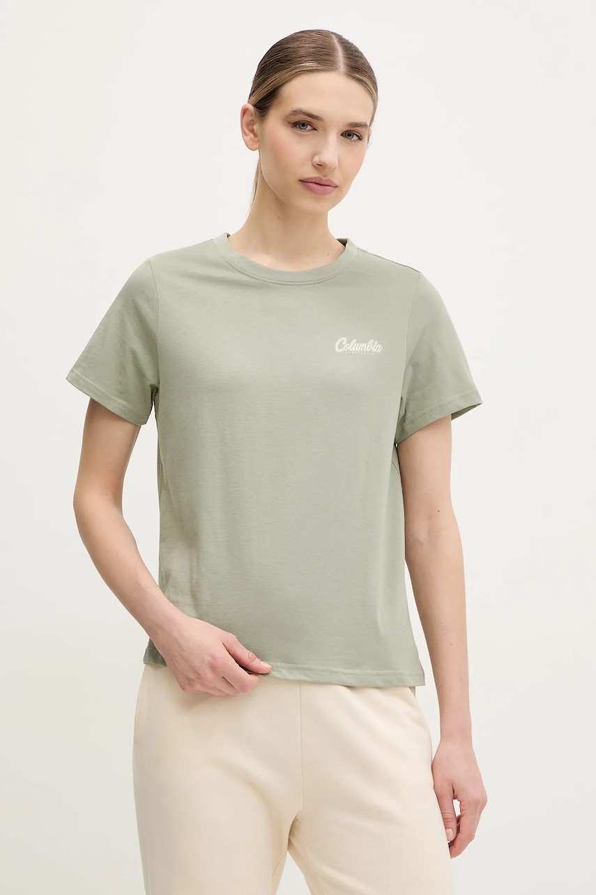 Columbia tricou din bumbac Rolling Bend femei, culoarea verde, 2120021