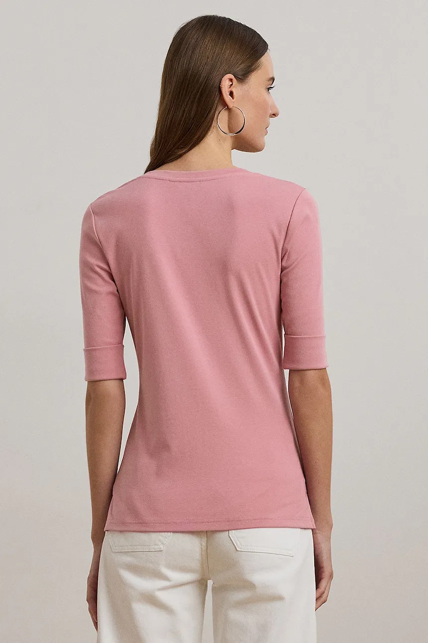 Хлопковая футболка Lauren Ralph Lauren цвет розовый 200815843 Хлопковая футболка Lauren Ralph Lauren цвет розовый 200815843