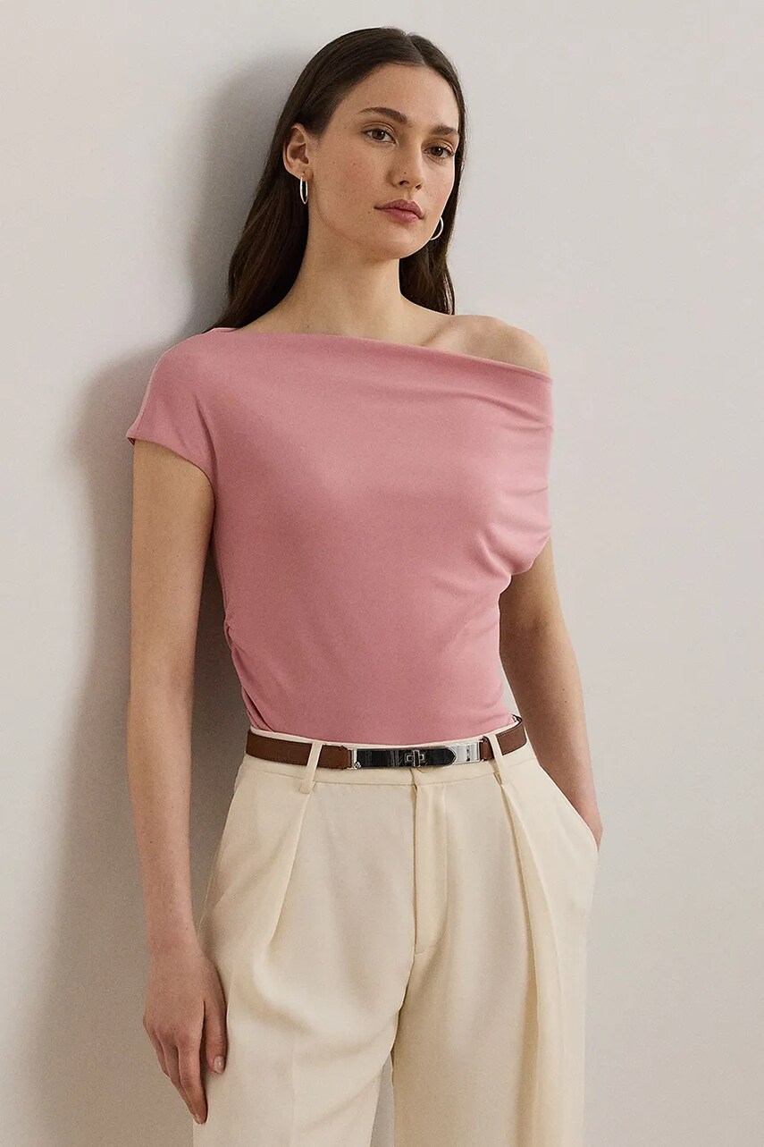 Levně Tričko Lauren Ralph Lauren dámské, růžová barva, 200963913