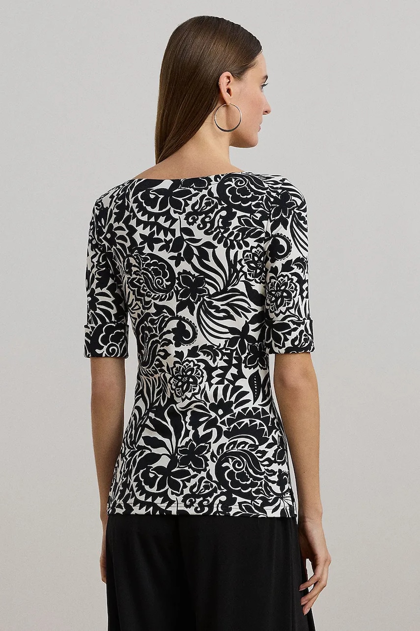 Хлопковая блузка Lauren Ralph Lauren цвет чёрный узор 200963940 Хлопковая блузка Lauren Ralph Lauren цвет чёрный узор 200963940