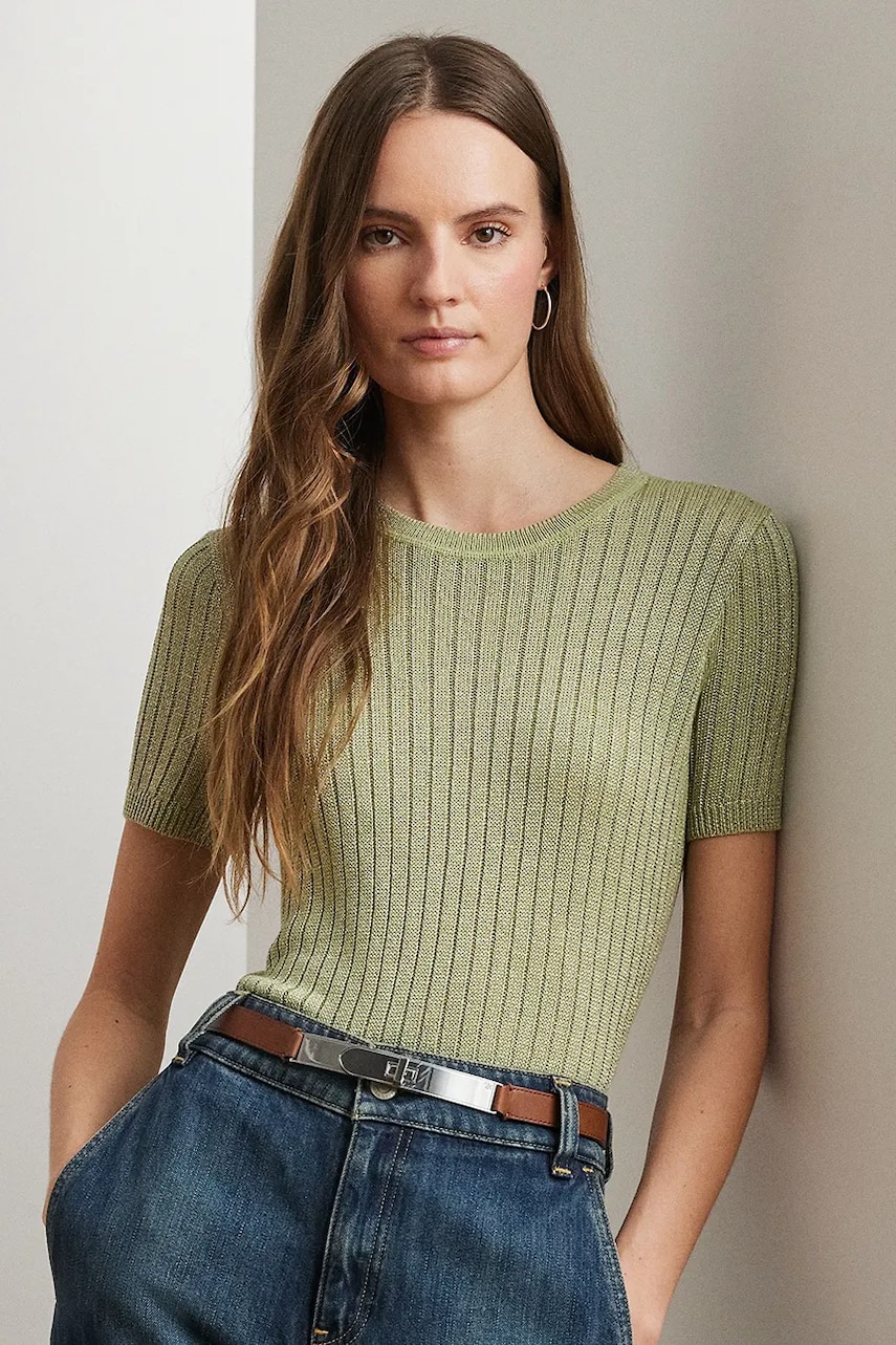 Levně Halenka Lauren Ralph Lauren zelená barva, hladká, 200968927