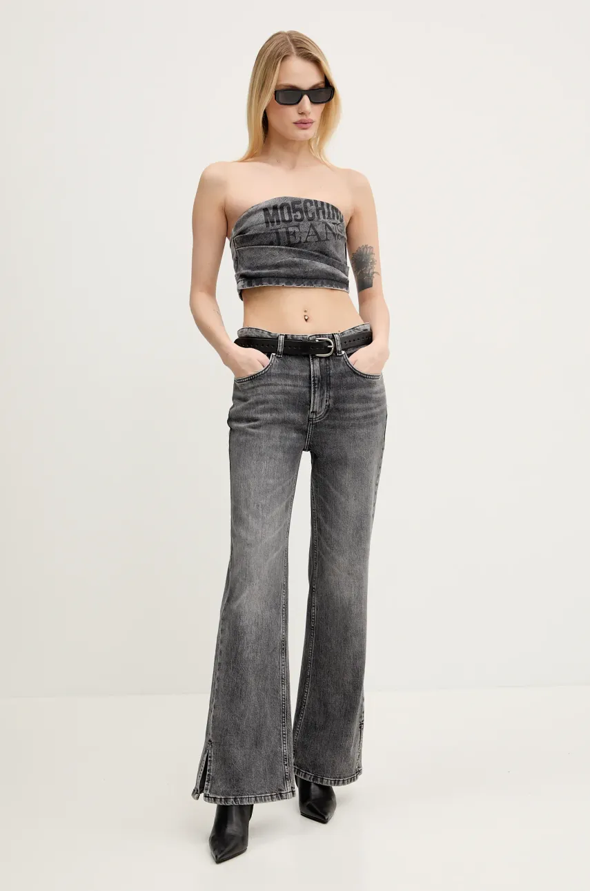 Топ Moschino Jeans женская цвет серый с принтом 0810 3219 Топ Moschino Jeans женская цвет серый с принтом 0810 3219