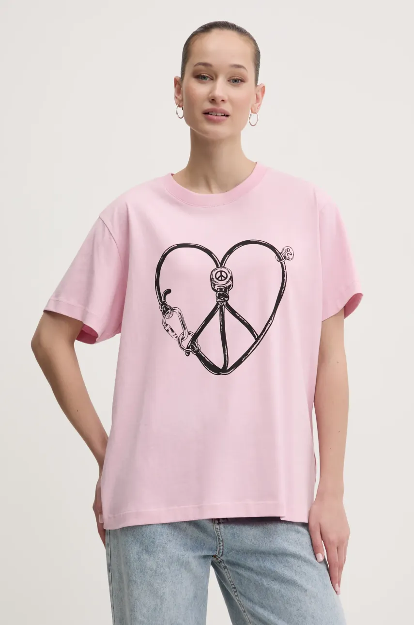 Moschino Jeans tricou din bumbac femei, culoarea roz, 0709 3229