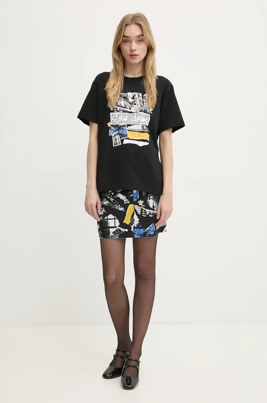 Хлопковая футболка Moschino Jeans женская цвет чёрный 0708 3229 Хлопковая футболка Moschino Jeans женская цвет чёрный 0708 3229