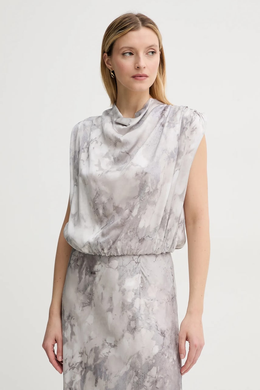 Gestuz bluza femei, culoarea gri, cu imprimeu, 10909872