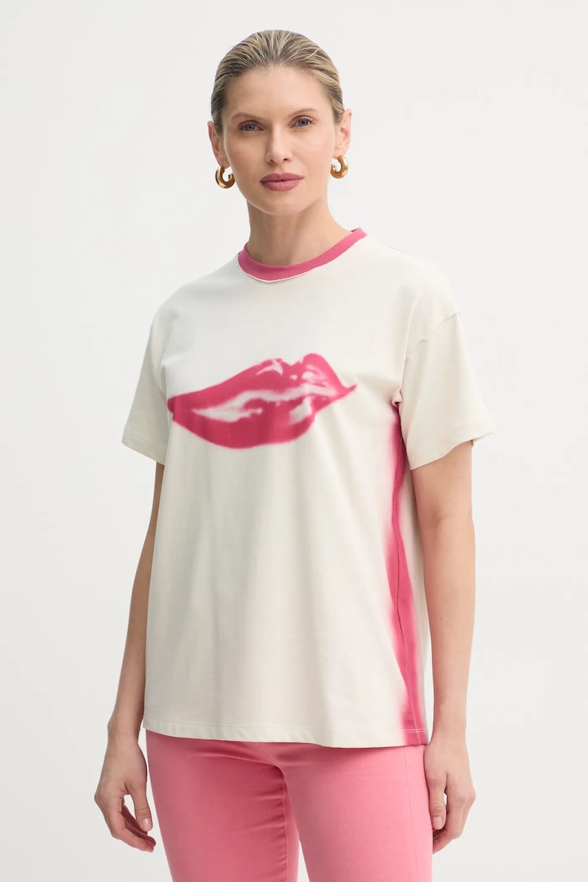 MAX&Co. tricou din bumbac x DC femei, culoarea bej, 2518971011200