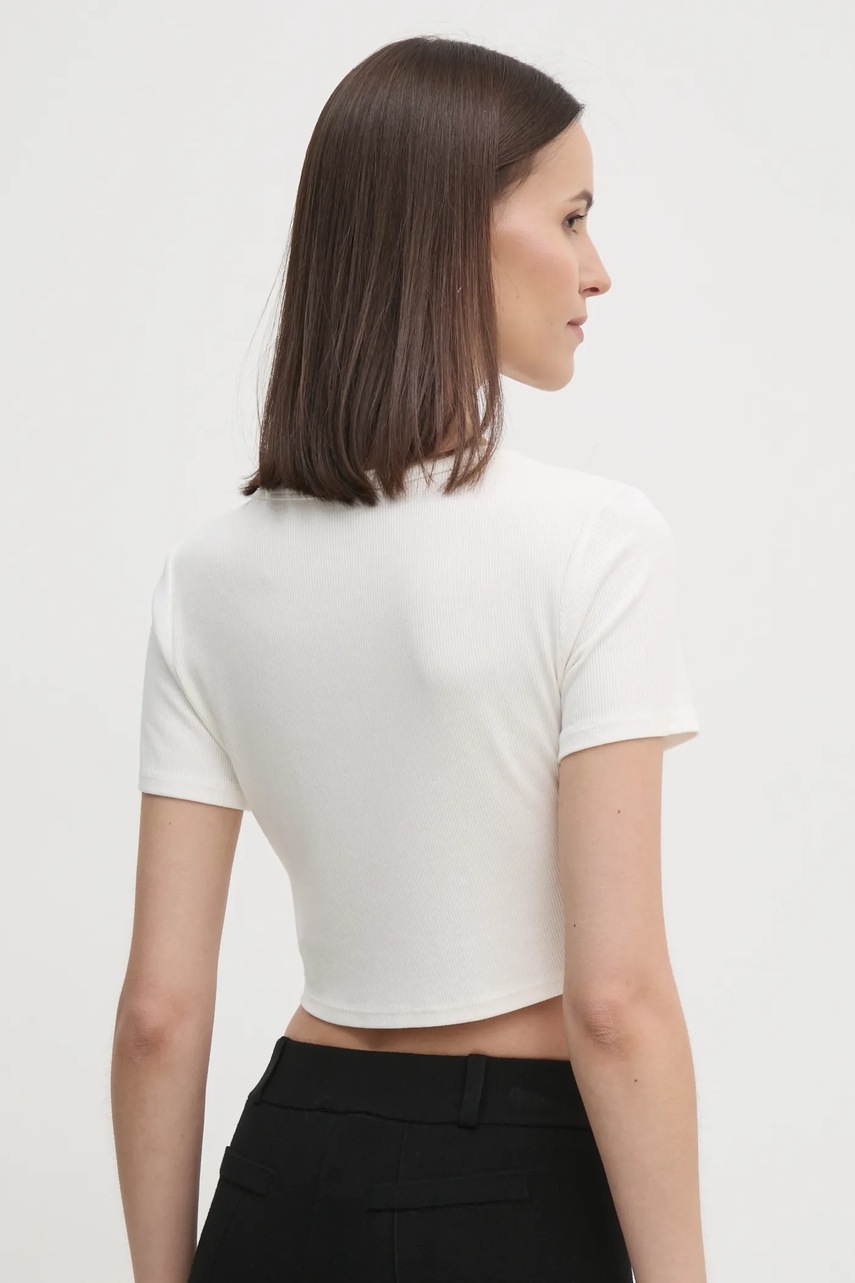 Μπλουζάκι Dkny χρώμα: μπεζ, DP5T9982 φωτογραφία