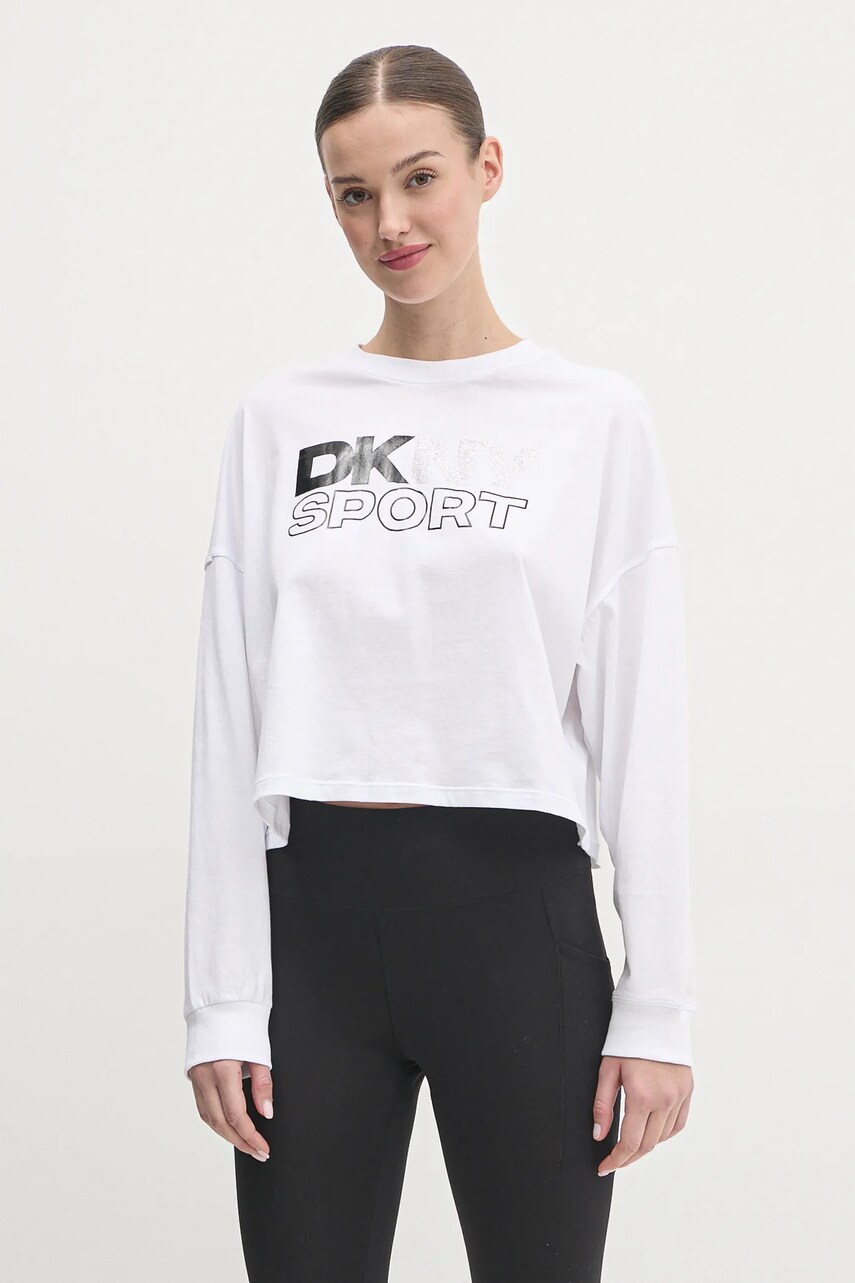 Dkny longsleeve din bumbac culoarea alb, DP5T1117