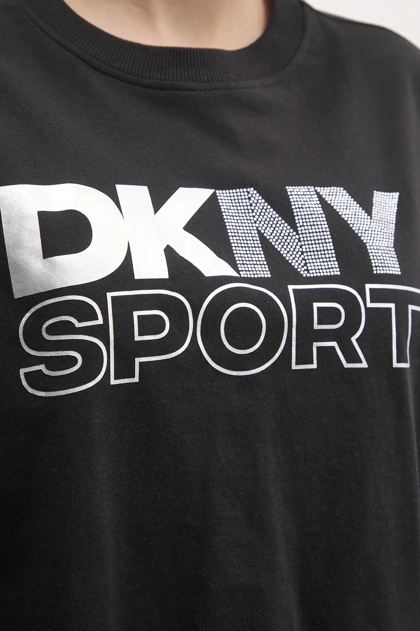 Βαμβακερή μπλούζα με μακριά μανίκια Dkny χρώμα: μαύρο, DP5T1117 φωτογραφία
