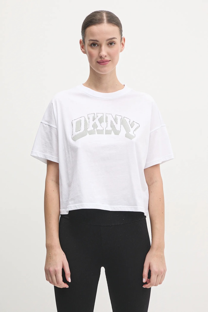 Βαμβακερό μπλουζάκι Dkny γυνακείο, χρώμα: άσπρο, DP5T1119 φωτογραφία