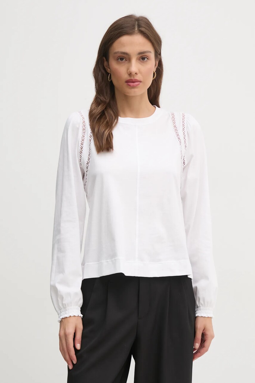 Dkny longsleeve din bumbac culoarea alb, DJ4T1336