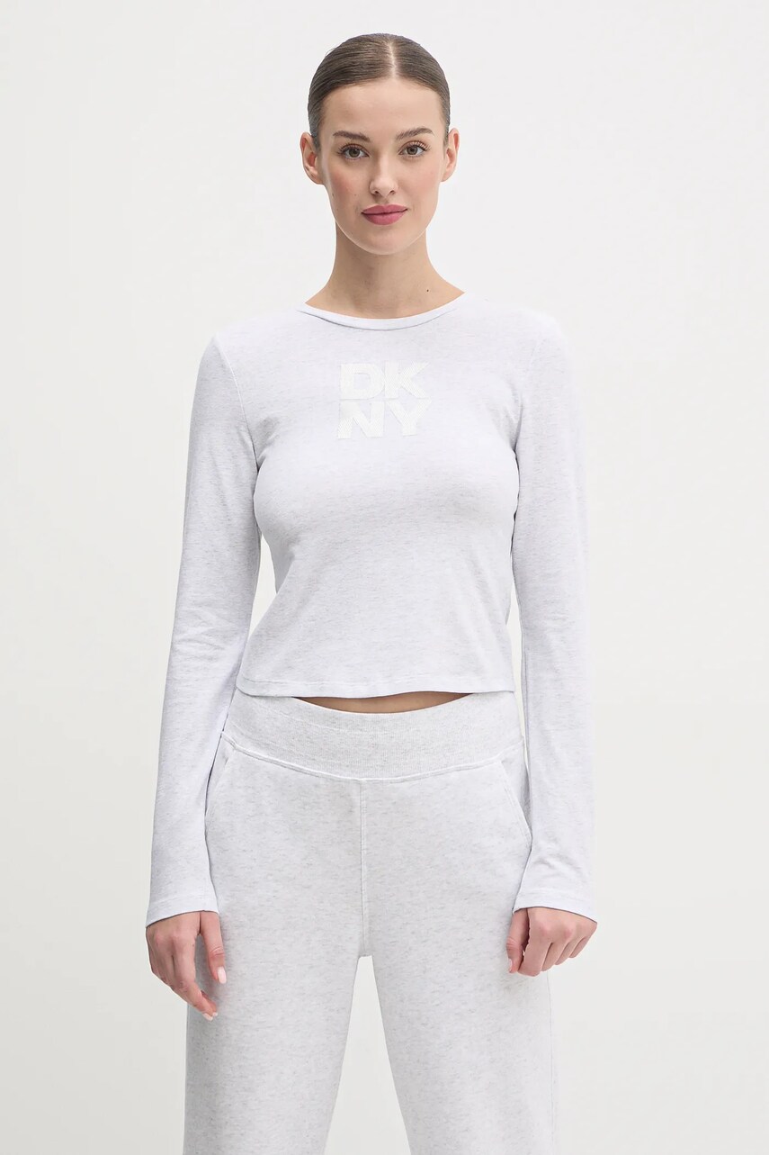 Dkny longsleeve femei, culoarea gri, DP5T1113