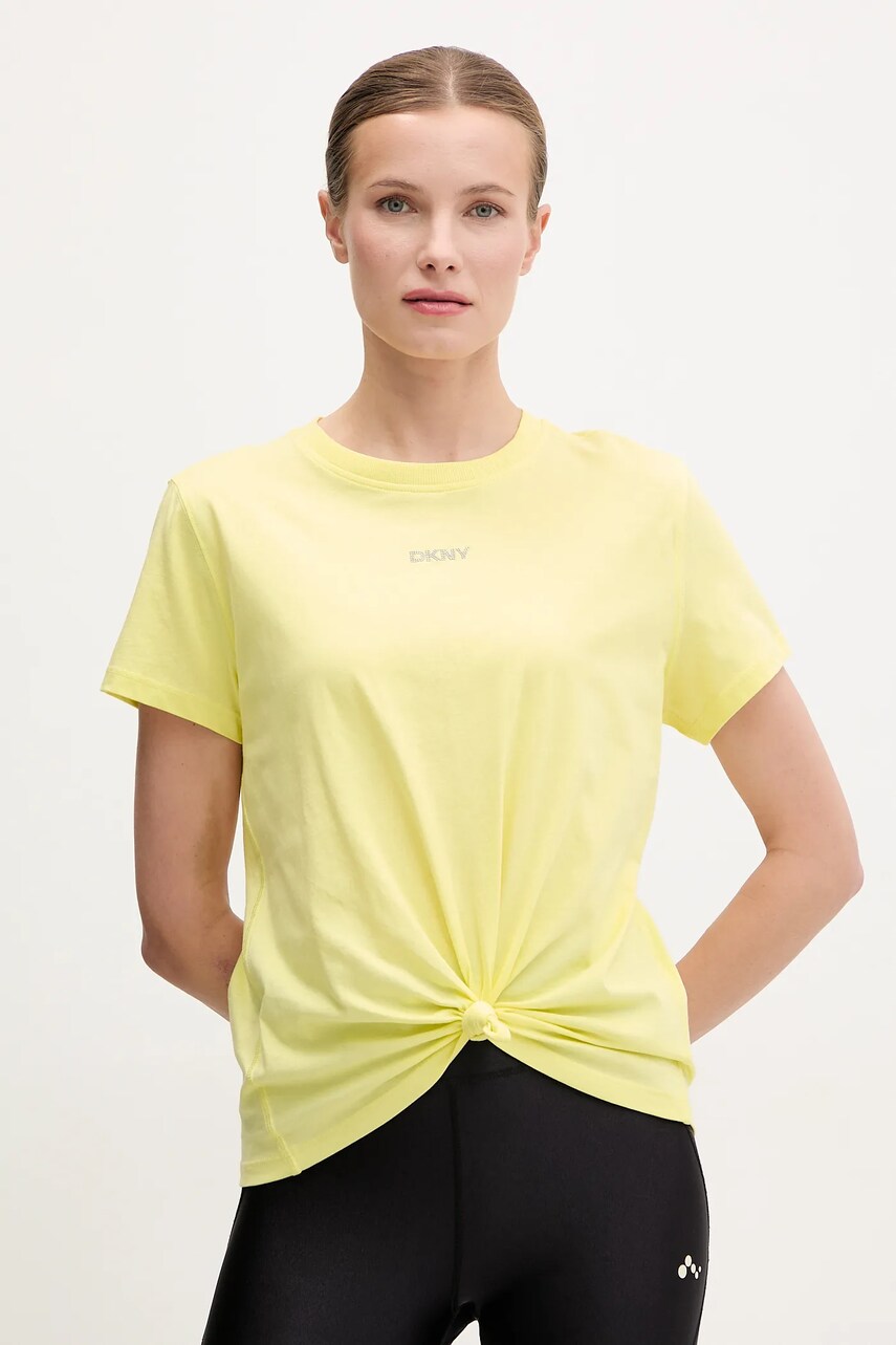 Dkny tricou din bumbac femei, culoarea galben, DP5T9994