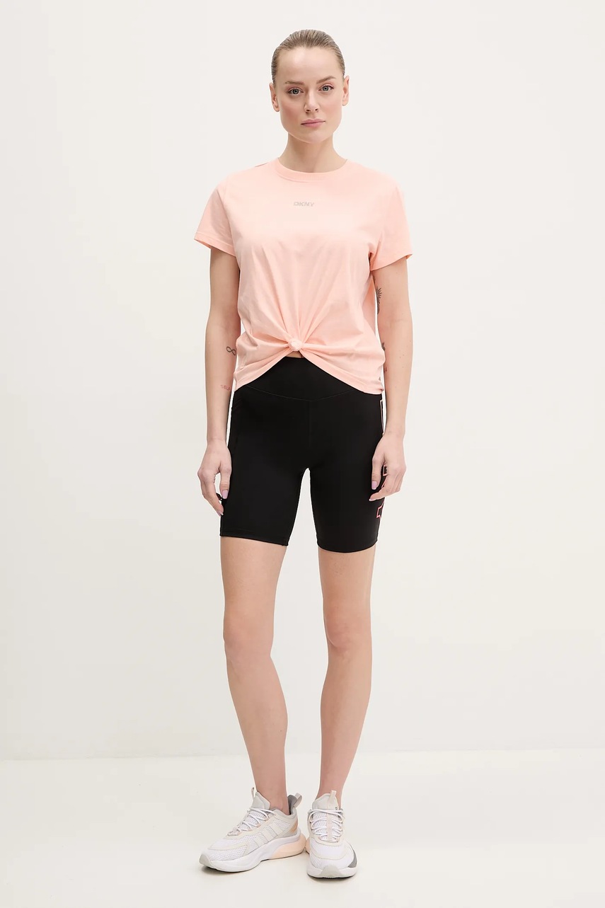 Хлопковая футболка Dkny женская цвет оранжевый DP5T9994 Хлопковая футболка Dkny женская цвет оранжевый DP5T9994