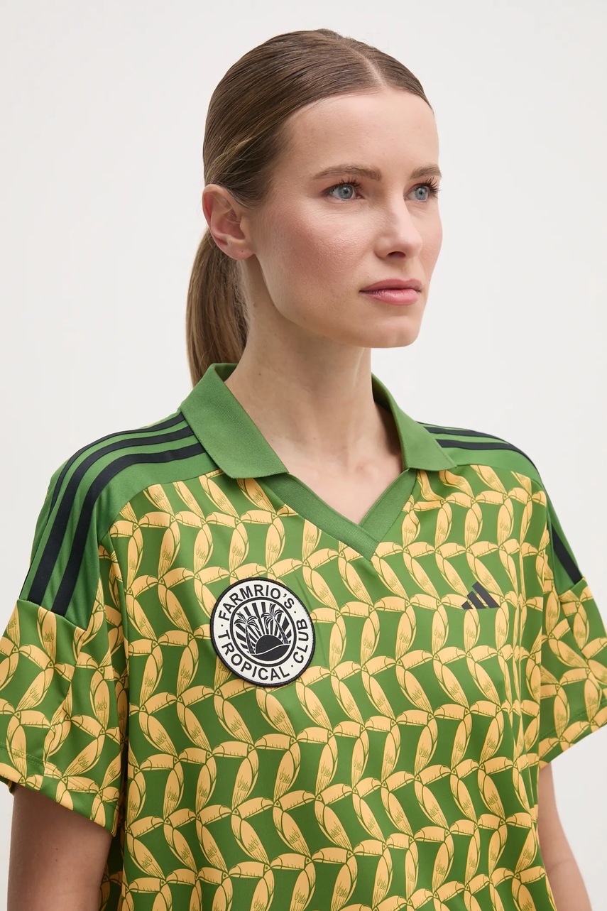 Πόλο adidas x Farm Rio χρώμα: πράσινο, JD6302 φωτογραφία