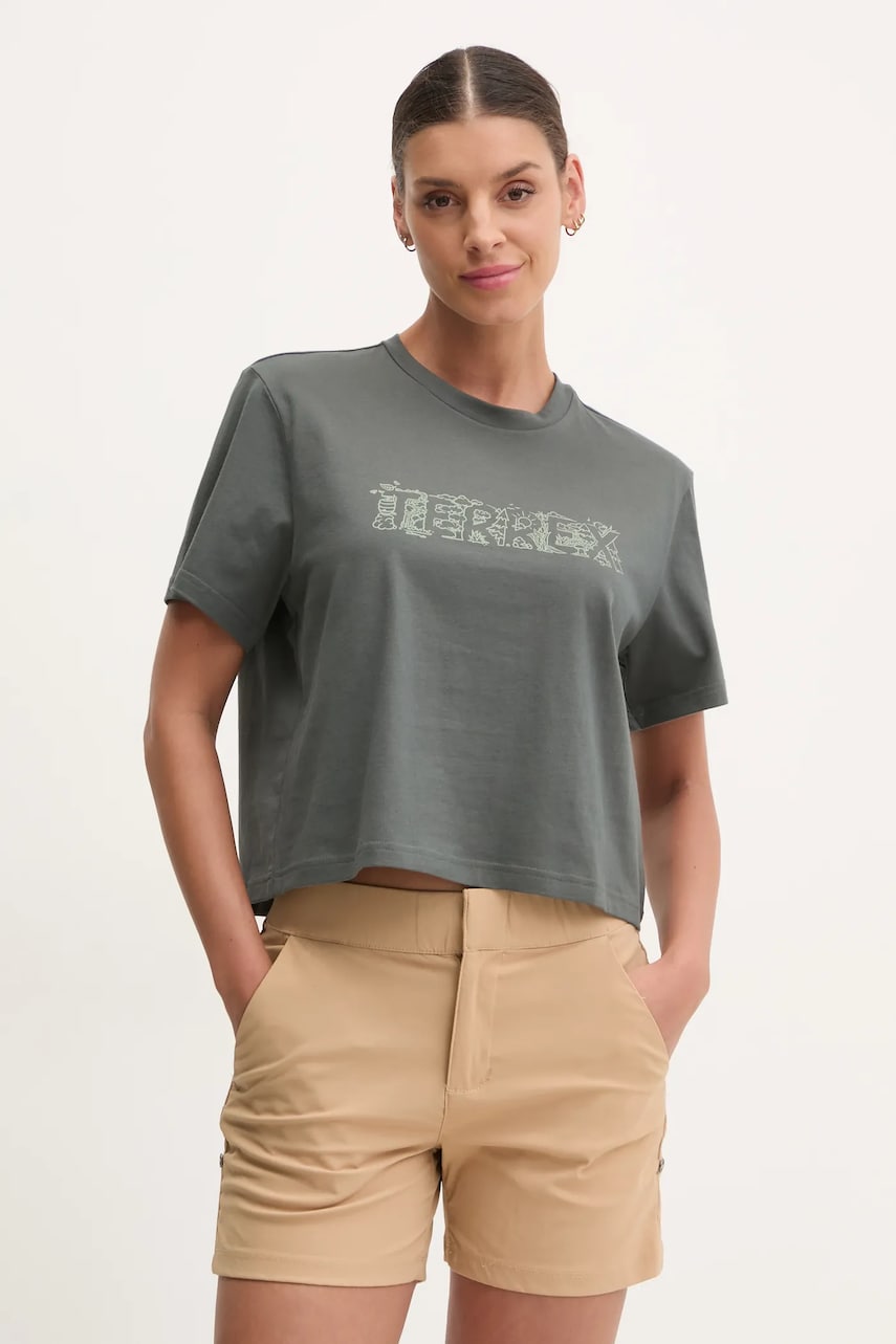 adidas TERREX tricou Wild femei, culoarea gri, JI9156 adidas TERREX tricou Wild femei, culoarea gri, JI9156
