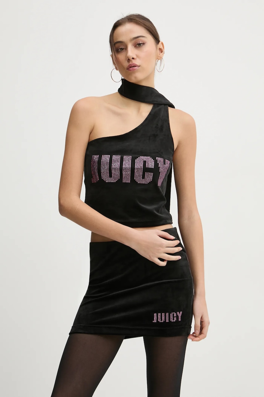 Juicy Couture top culoarea negru, cu imprimeu, JCBCT125863 Juicy Couture top culoarea negru, cu imprimeu, JCBCT125863