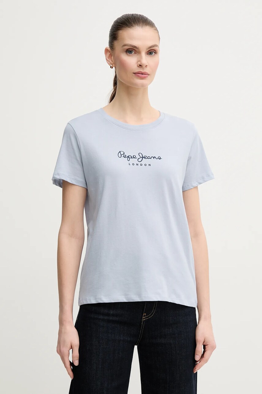 Levně Bavlněné tričko Pepe Jeans MACY modrá barva, PL506012
