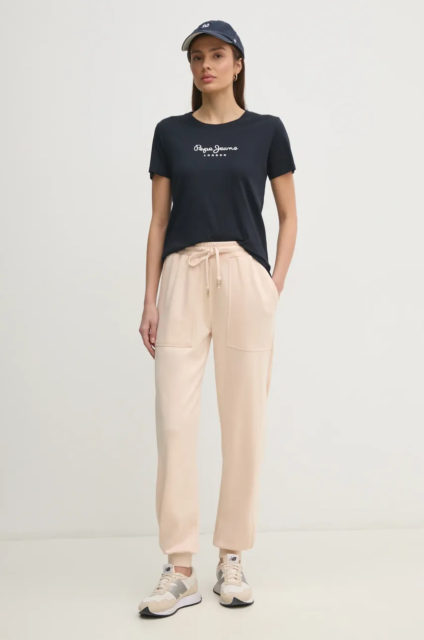 Хлопковая футболка Pepe Jeans MACY женская цвет синий PL506012 Хлопковая футболка Pepe Jeans MACY женская цвет синий PL506012