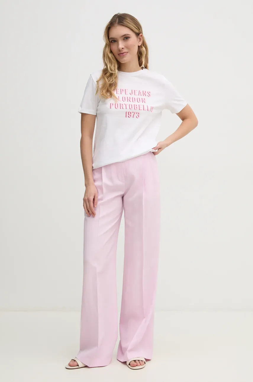 Хлопковая футболка Pepe Jeans RUBY женская цвет белый PL506027 Хлопковая футболка Pepe Jeans RUBY женская цвет белый PL506027