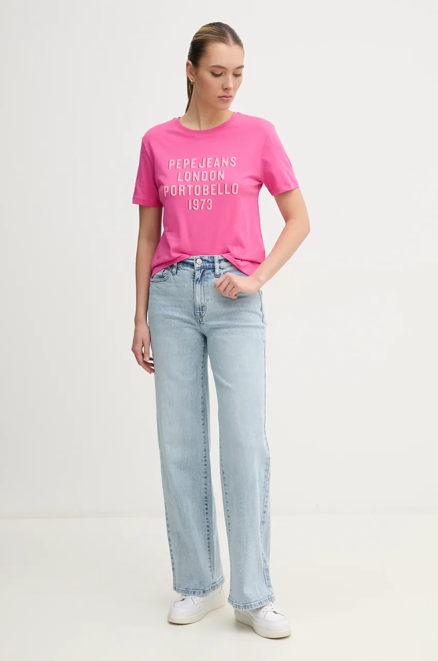 Хлопковая футболка Pepe Jeans RUBY женская цвет розовый PL506027 Хлопковая футболка Pepe Jeans RUBY женская цвет розовый PL506027