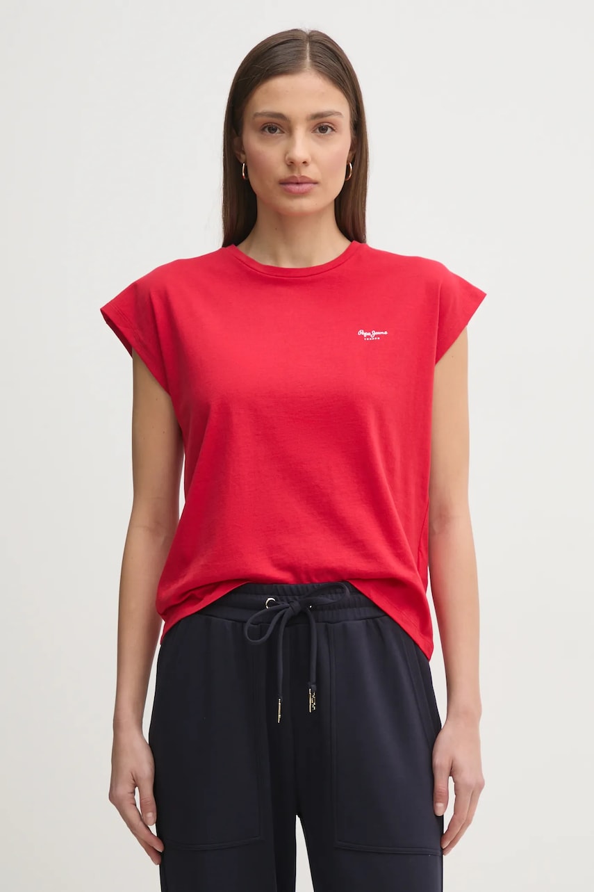 Pepe Jeans tricou din bumbac BLOOMA femei, culoarea rosu, PL506030