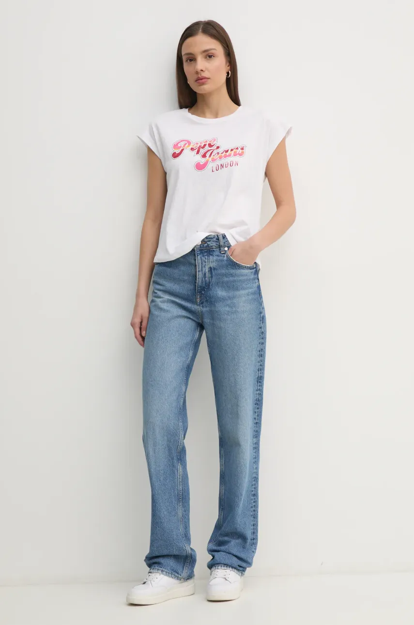 Хлопковая футболка Pepe Jeans ROSALIE женская цвет белый PL506033 Хлопковая футболка Pepe Jeans ROSALIE женская цвет белый PL506033