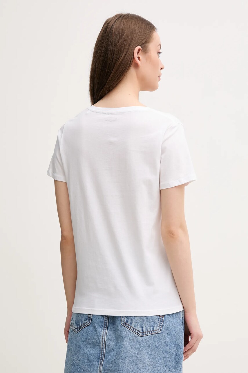 Pepe Jeans pamut póló MACY V-NECK női, fehér, PL506051 termék 2. képe