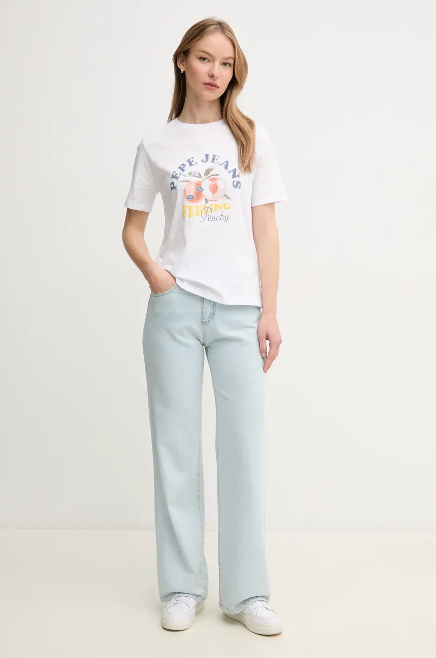 Хлопковая футболка Pepe Jeans VENUSA женская цвет белый PL506056 Хлопковая футболка Pepe Jeans VENUSA женская цвет белый PL506056