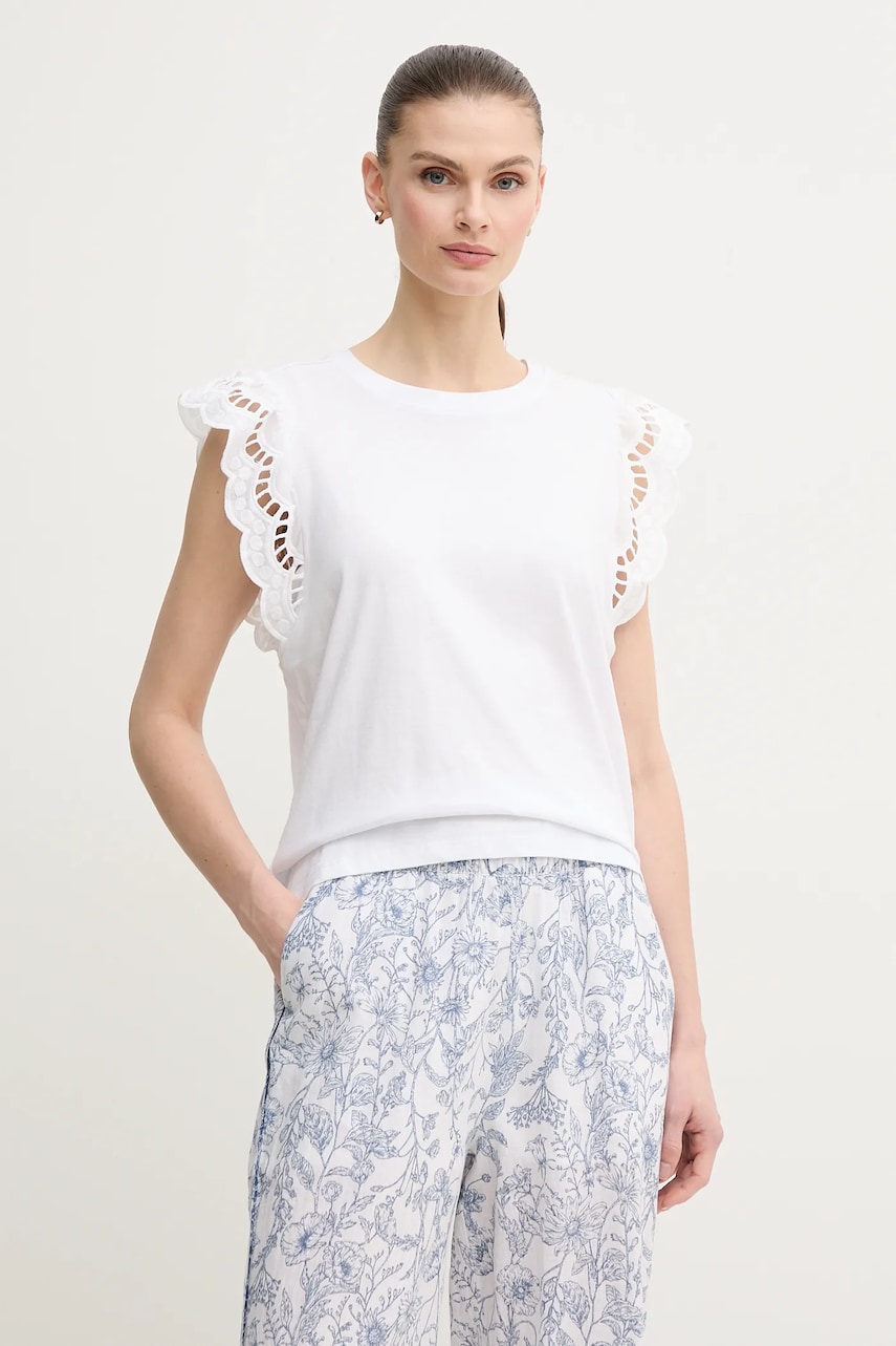 Pepe Jeans tricou din bumbac VIC femei, culoarea alb, PL506067