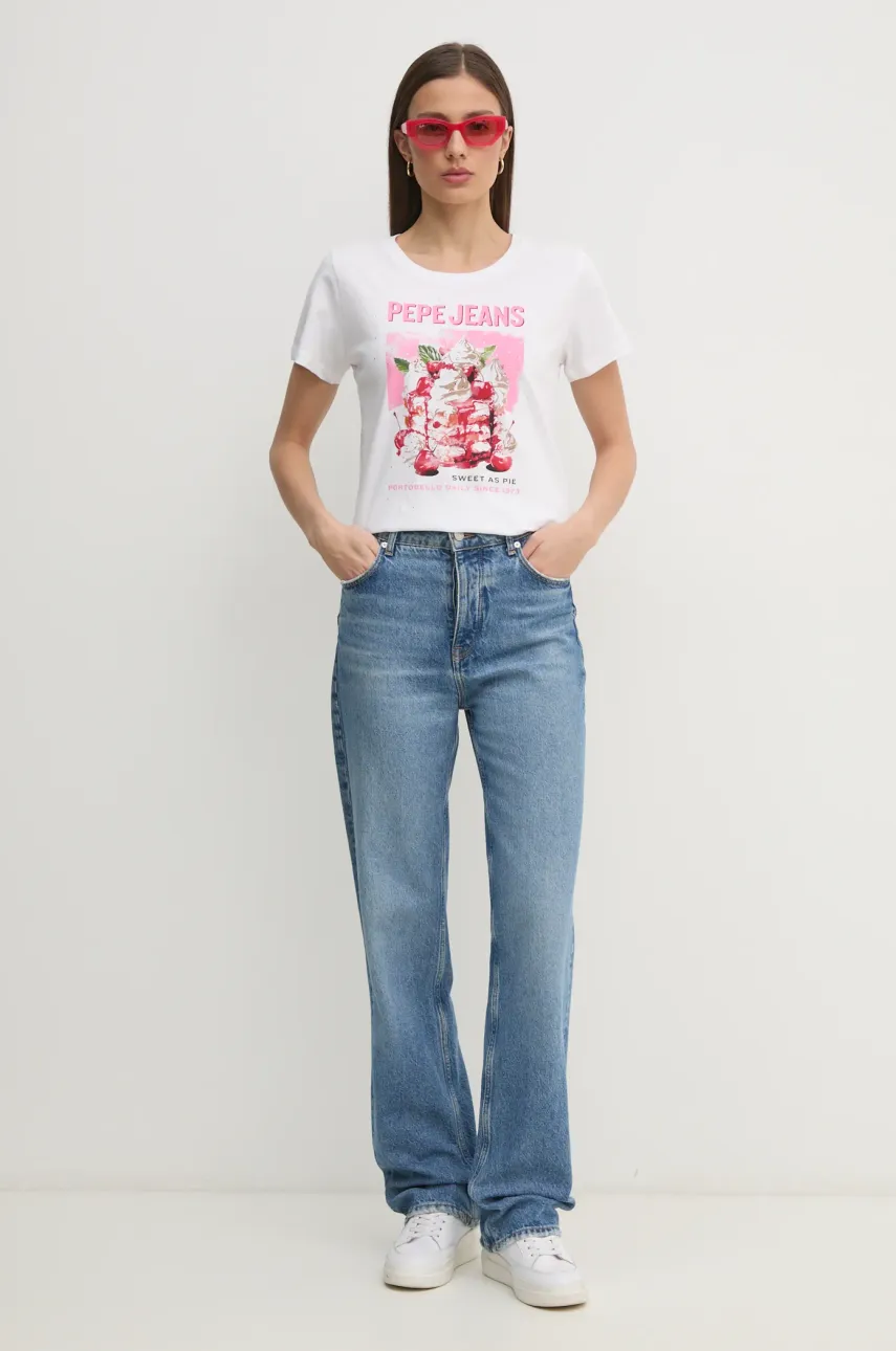 Хлопковая футболка Pepe Jeans RYOKO женская цвет белый PL506069 Хлопковая футболка Pepe Jeans RYOKO женская цвет белый PL506069
