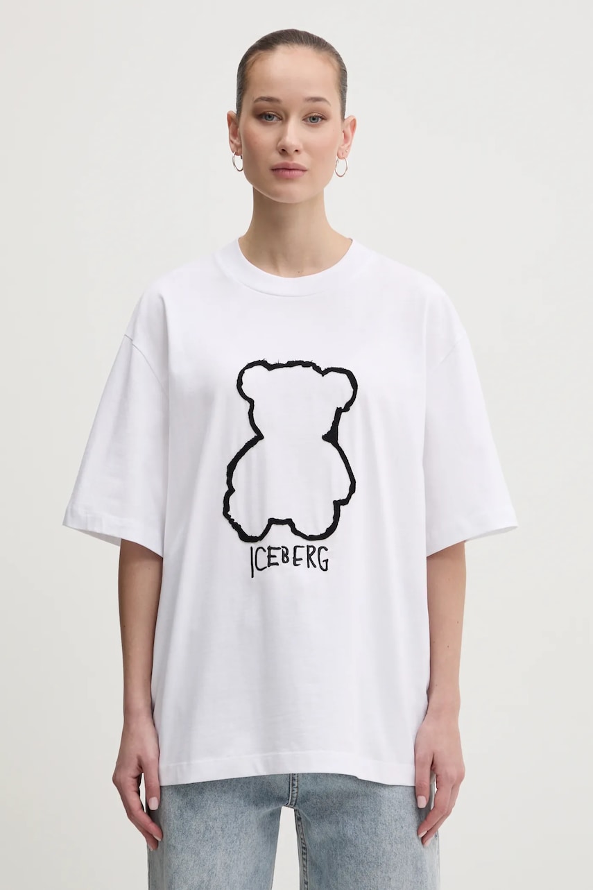 Iceberg tricou din bumbac femei, culoarea alb, F5B2 6327
