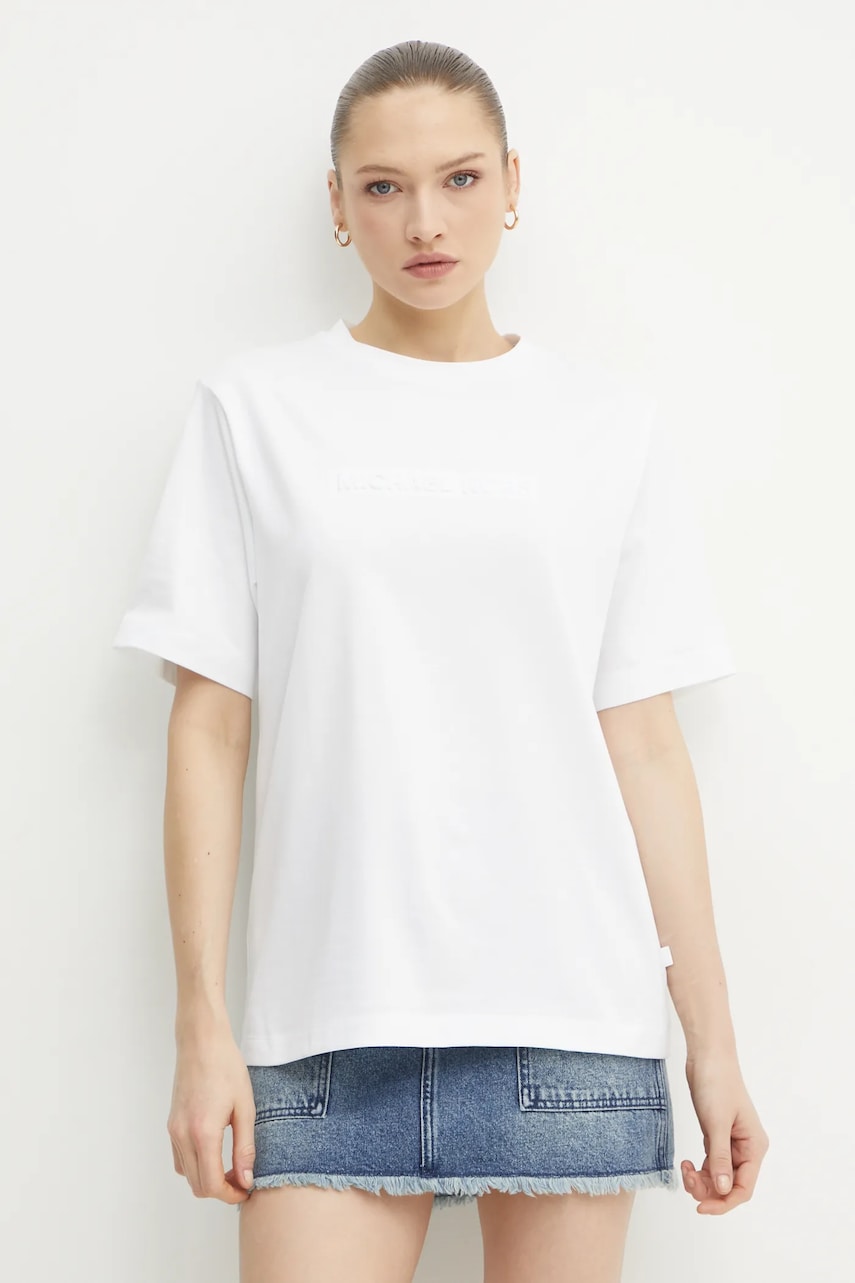 MICHAEL Michael Kors tricou din bumbac femei, culoarea alb, MR551QA1V2 MICHAEL Michael Kors tricou din bumbac femei, culoarea alb, MR551QA1V2