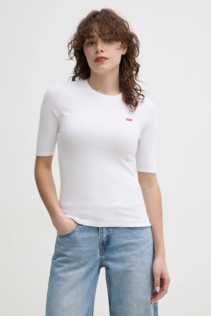 Levi\'s tricou LUCA SLIM TEE femei, culoarea alb, A3388