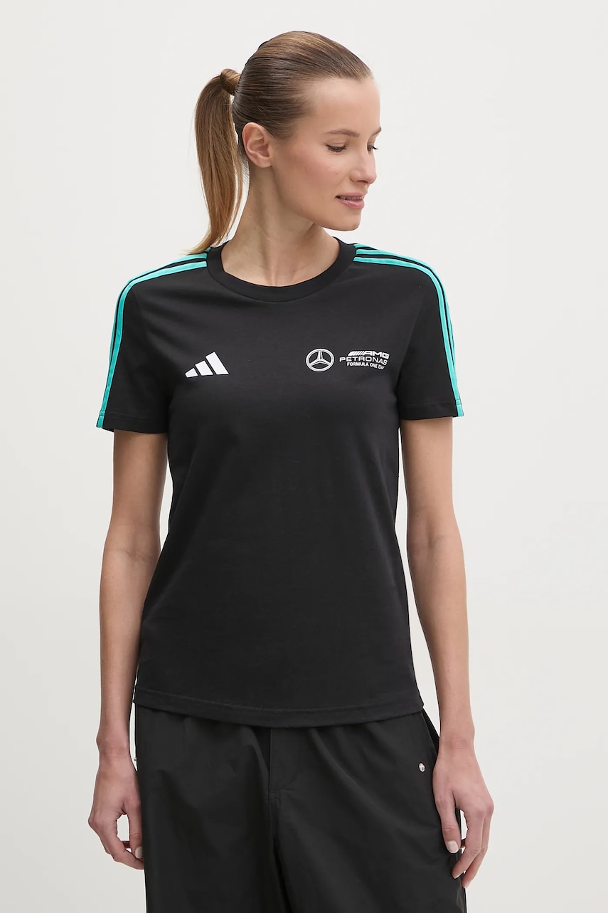 adidas tricou din bumbac x Mercedes femei, culoarea negru, JV5424 adidas tricou din bumbac x Mercedes femei, culoarea negru, JV5424