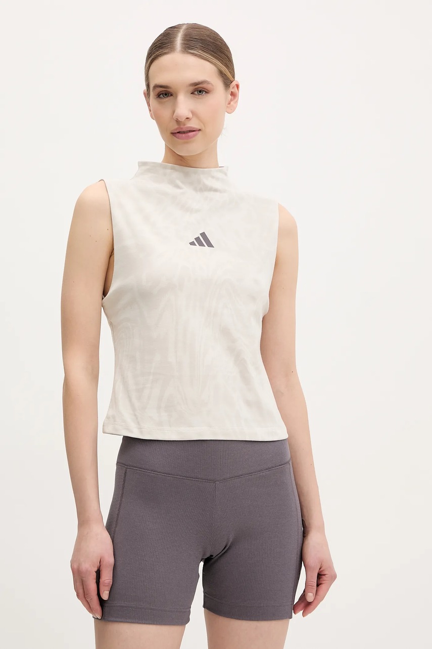 adidas top W AOP Blur culoarea bej, JG6236