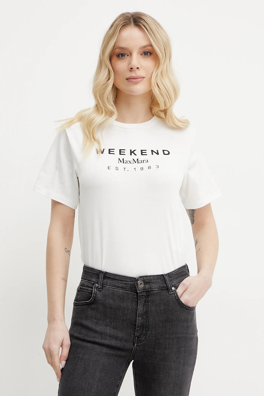 Weekend Max Mara tricou din bumbac femei, culoarea alb, 2515971041600 Weekend Max Mara tricou din bumbac femei, culoarea alb, 2515971041600