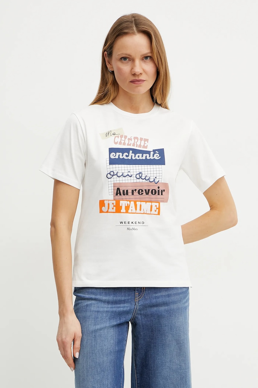 Weekend Max Mara tricou din bumbac femei, culoarea alb, 2515971041600 Weekend Max Mara tricou din bumbac femei, culoarea alb, 2515971041600