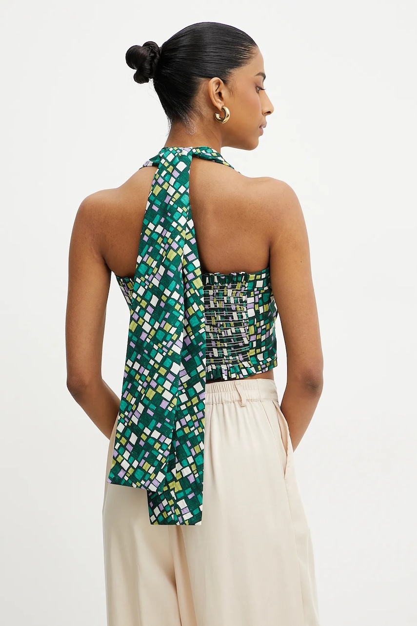 Weekend Max Mara bluza femei, culoarea verde, cu imprimeu, 2515161026600