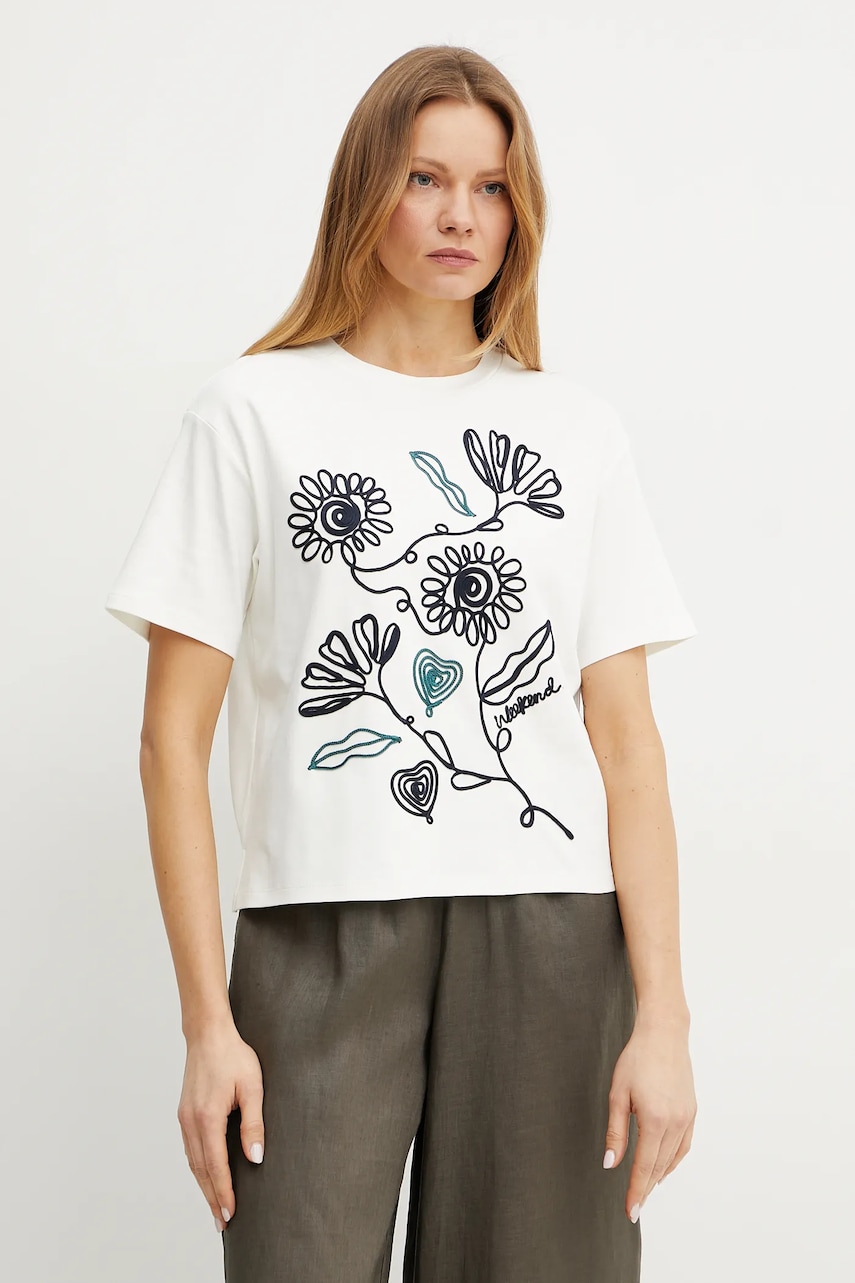 Weekend Max Mara tricou din bumbac femei, culoarea alb, 2515941052600 Weekend Max Mara tricou din bumbac femei, culoarea alb, 2515941052600