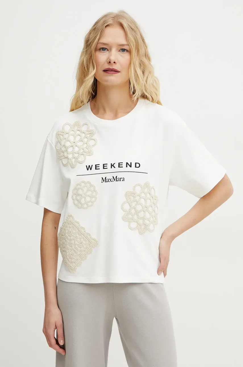 Weekend Max Mara tricou din bumbac femei, culoarea bej, 2515941052600